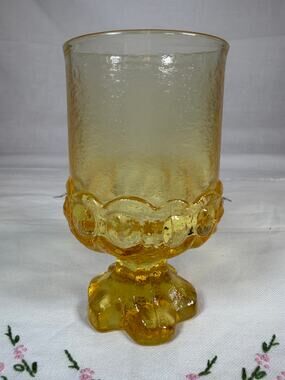 Vintage Tiffin Franciscan Madeira Cornsilk Yellow Footed Goblet 6.5" MCM